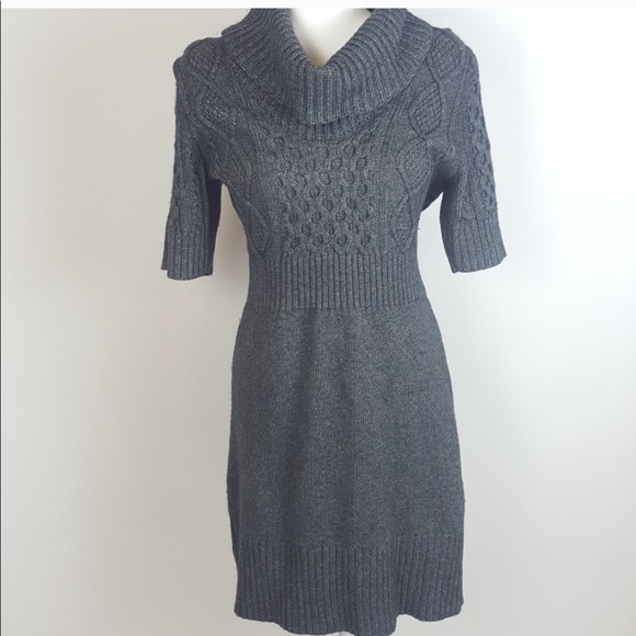 grey cowl neck sweater dress
